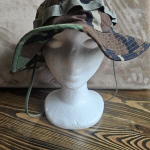 U.S. Military Woodland Camouflage Safari Bucket Hat Size 7.5 Made In USA